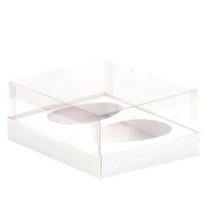 Caixa para Meio Ovo de Páscoa de Colher Duplo 250g - Branca - 5unidades - Assk