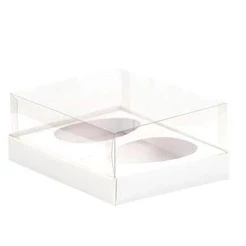 Caixa para Meio Ovo de Páscoa de Colher Duplo 250g - Branca - 5unidades - Assk