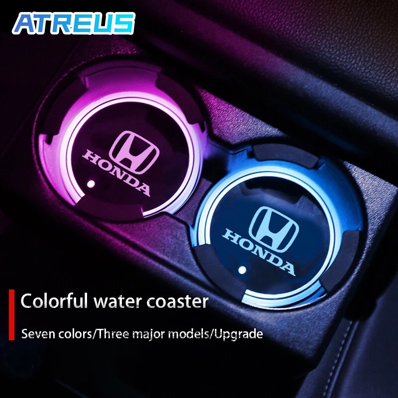 Honda Tapete Antiderrapante Com Claro LED Colorido Luminosa Para Carro Copos De Água Bases Copos Para Honda Fit Civic g10 g9 City Hrv Jazz
