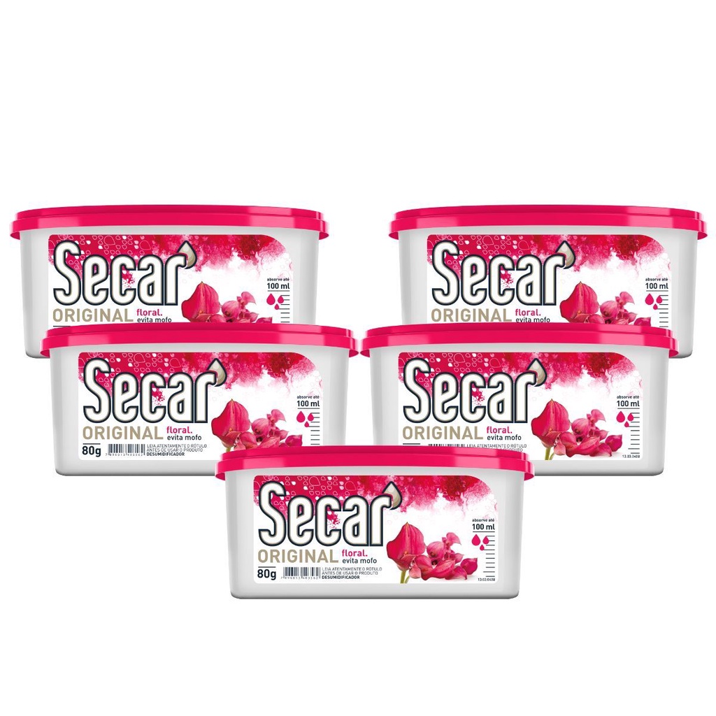 Kit 5 Anti Mofo Desumidificador Ambiente Secar Original Floral 80g Para Closet Armário Guarda Roupa