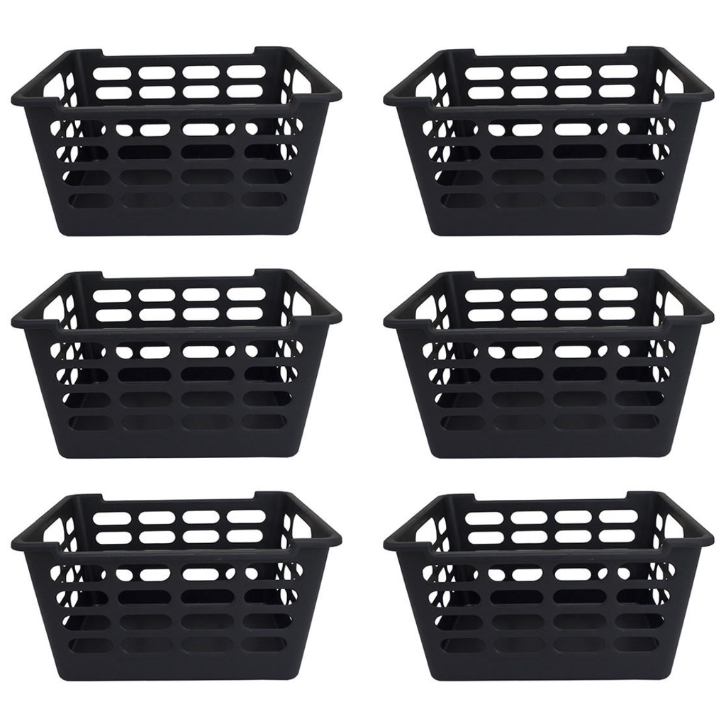 Kit 6 Cesto Organizador Atenas Quadrado Vazado Lavanderia ARQPLAST Armário Brinquedos Lavanderia
