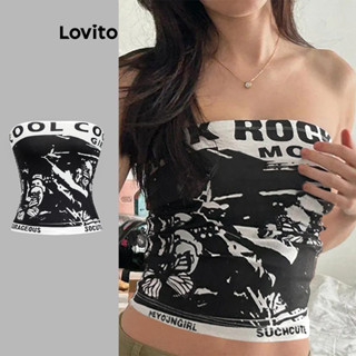 (Trendy) Lovito Regata com estampa de figura casual para mulheres L104ED577 em Oferta na Shopee
