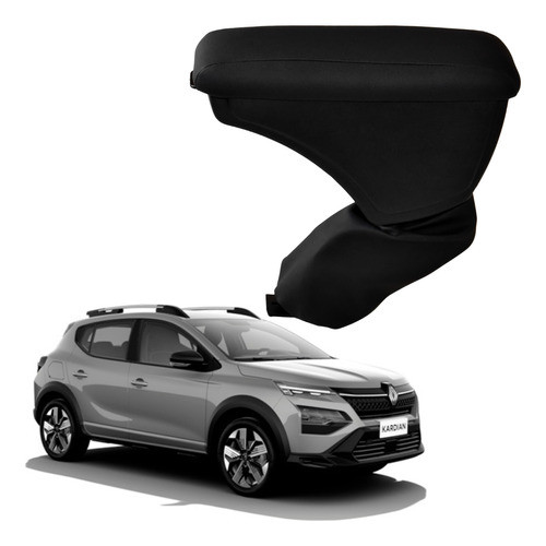 Apoio de Braço Encosto Suporte Descanço Porta Trecos Objetos Console Central Renault Kardian Evolut Prem Techno Preto