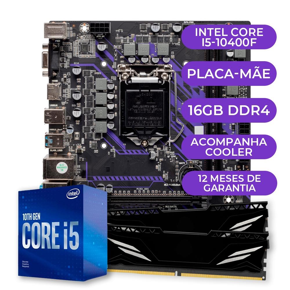 Kit Upgrade Gamer Intel Core i5-10400F + H510M + 16GB DDR4
