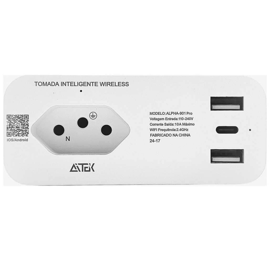 Tomada/adaptador Inteligente Conexão Wifi E Usb-c Bivolt