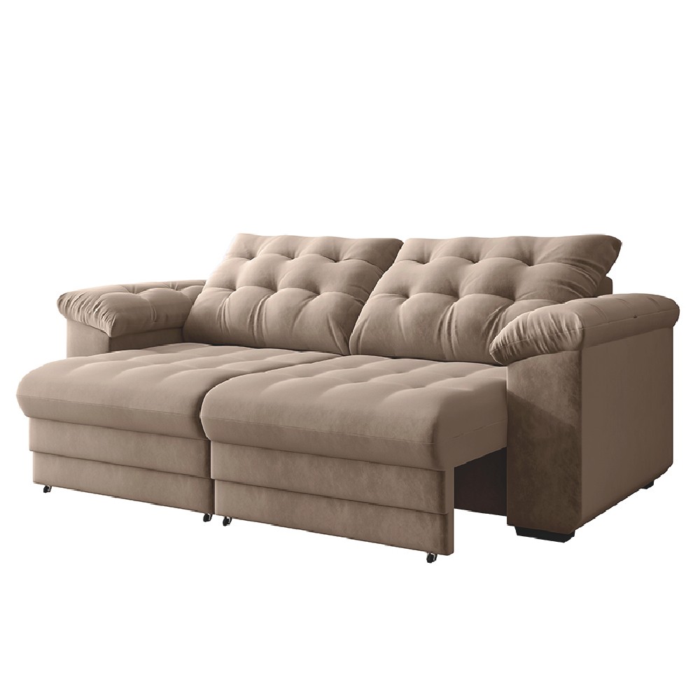 Sofá Retrátil e Reclinável Bipartido 2 Lugares 2,10m Veludo Coliseu Selmer - Home & Living