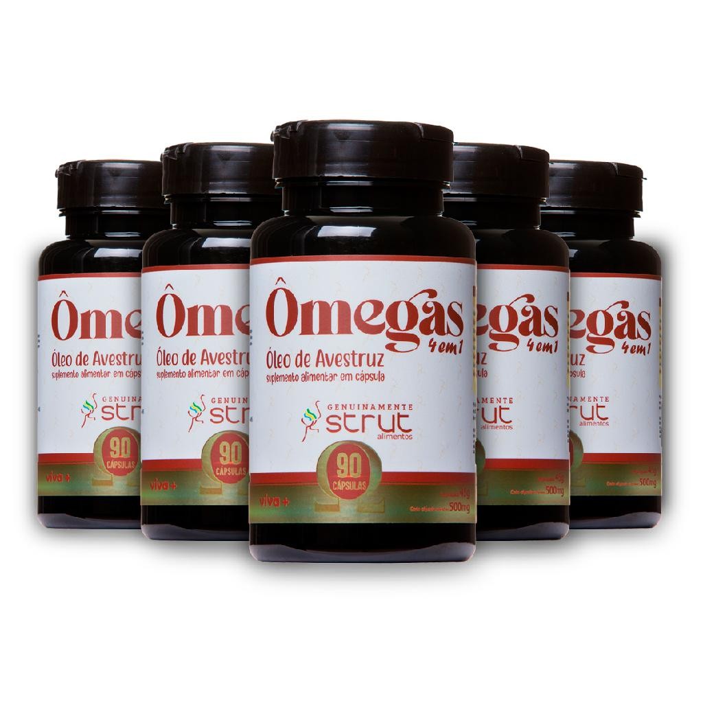 5X OLEO DE AVESTRUZ STRUT 90 CAPS OMEGA 3 6 7 9