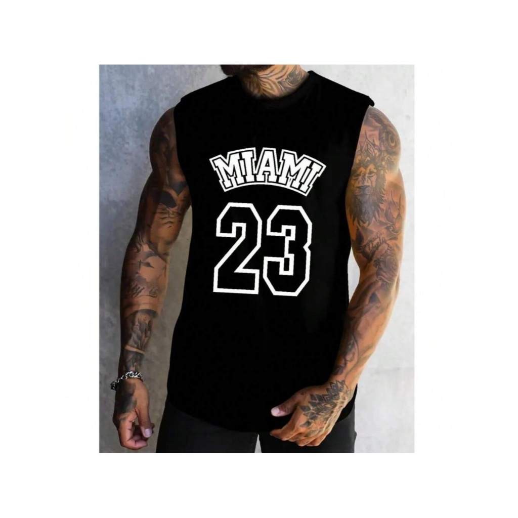 Regata Machão Miami 23 Plus Size G1 a G5 100% Algodão 30.1 Academia Treino em Oferta na Shopee