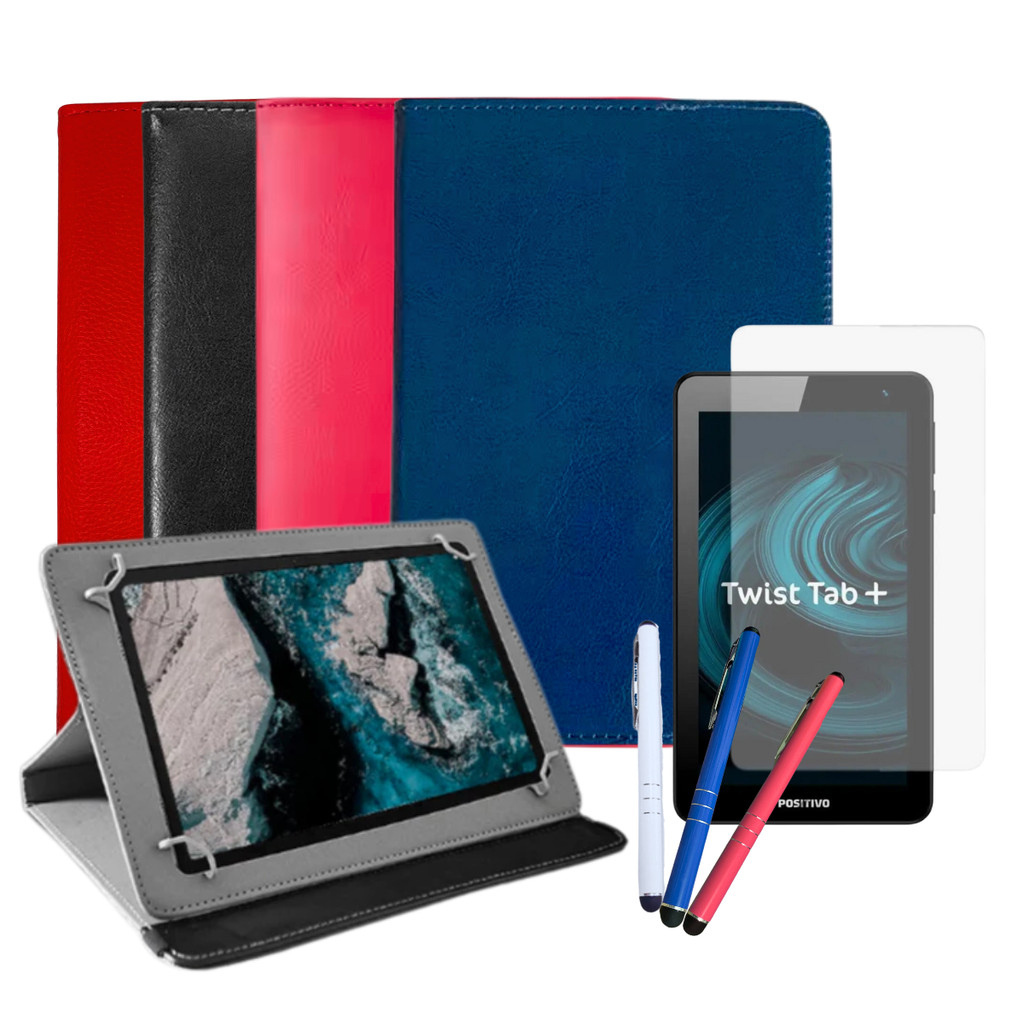 Capa com Suporte para Tablet Positivo Twist Tab + Caneta Touch + Película