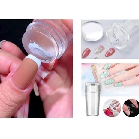 Kit Carimbo De Unha Para Francesinha Silicone Transparente + Espátula