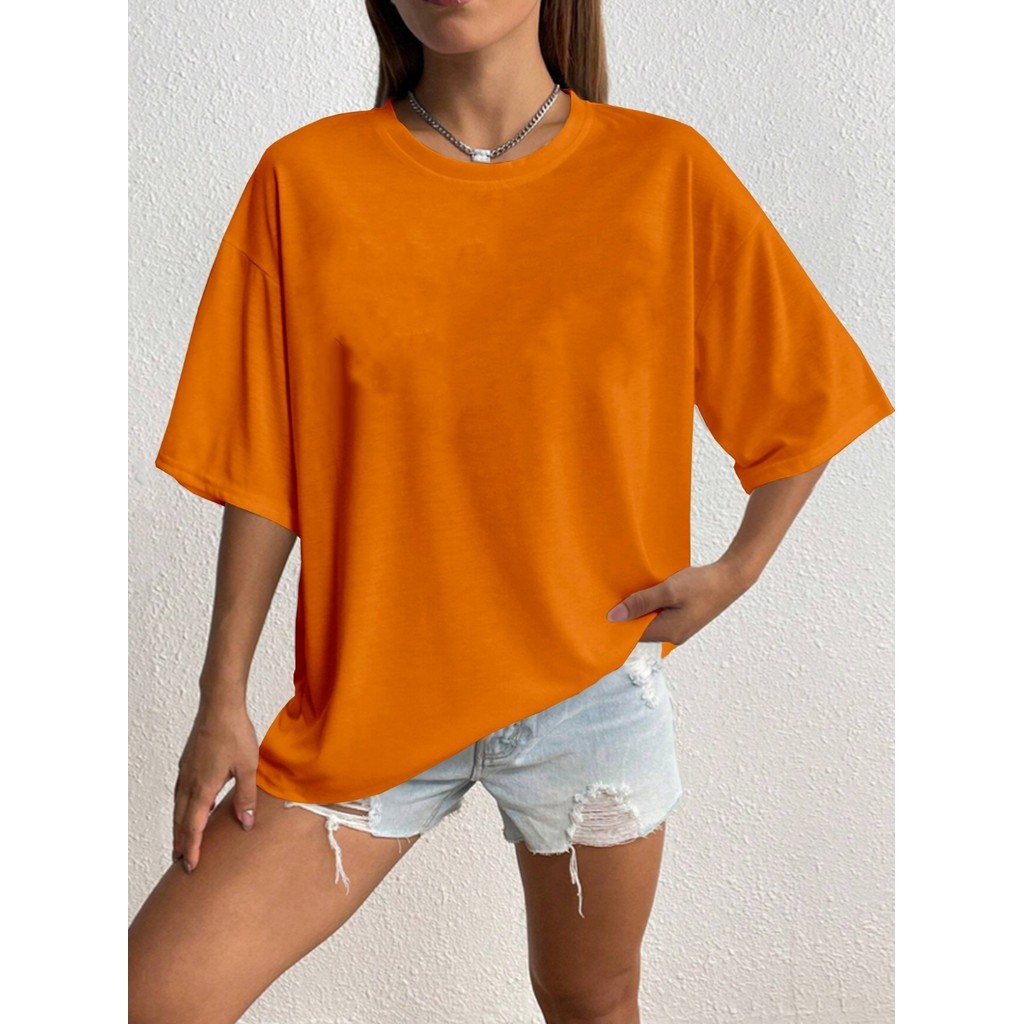 Camiseta Confortável Laranja Blusa Oversized Longa Esportiva Larga Clássica Estilosa Camisa Fitness