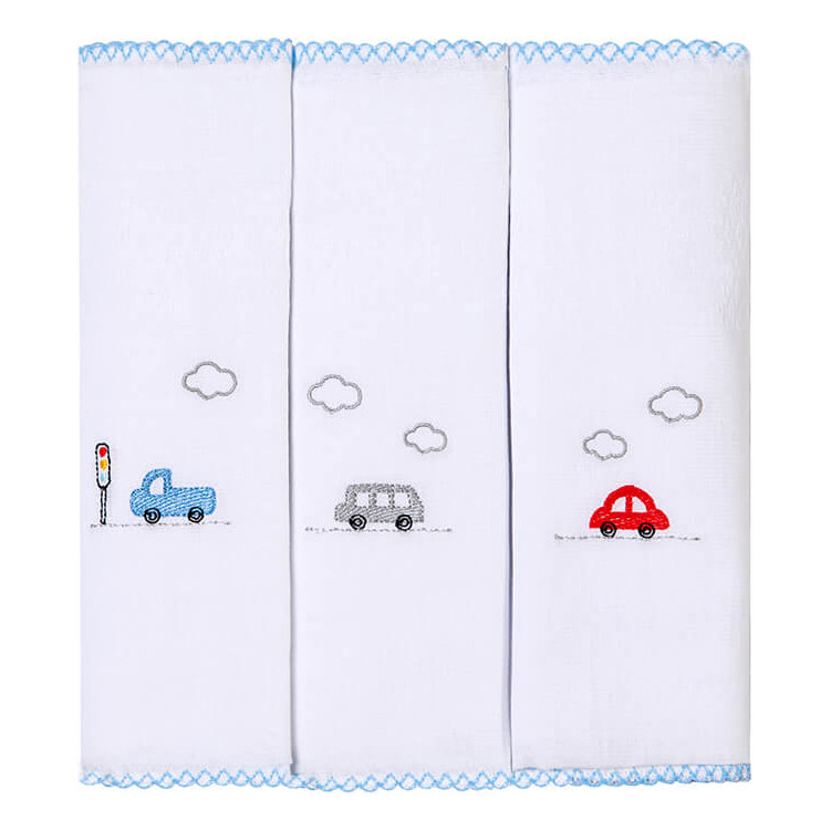 Kit Pano De Boca Bordados Papi Carros Coloridos - 3 Peças / Único / Azul em Oferta na Shopee