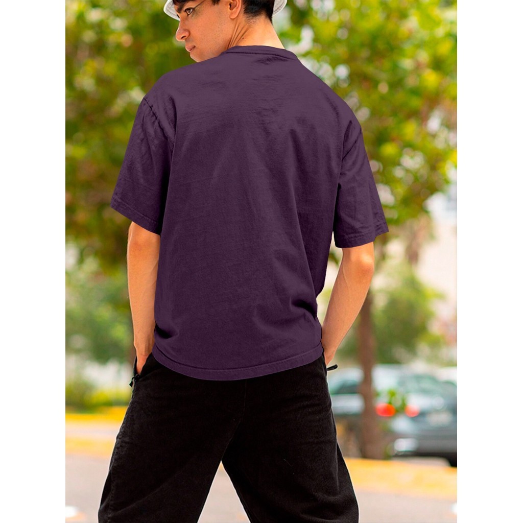 Camiseta Roxo Larga Confortável Blusa Oversized Aesthetic Esportiva Lisa Unissex T Shirt Plus Size