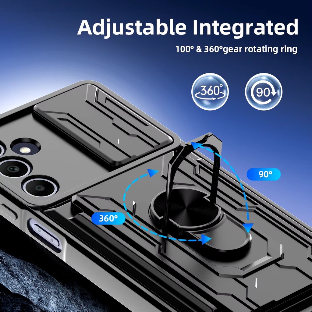 Capa Para Samsung Galaxy A07 A37 A57 A06 A16 A26 A36 A56 A15 A55 Slide Suporte Anel Câmera De Grau Militar Slot Cartão — imagem 2 de 2