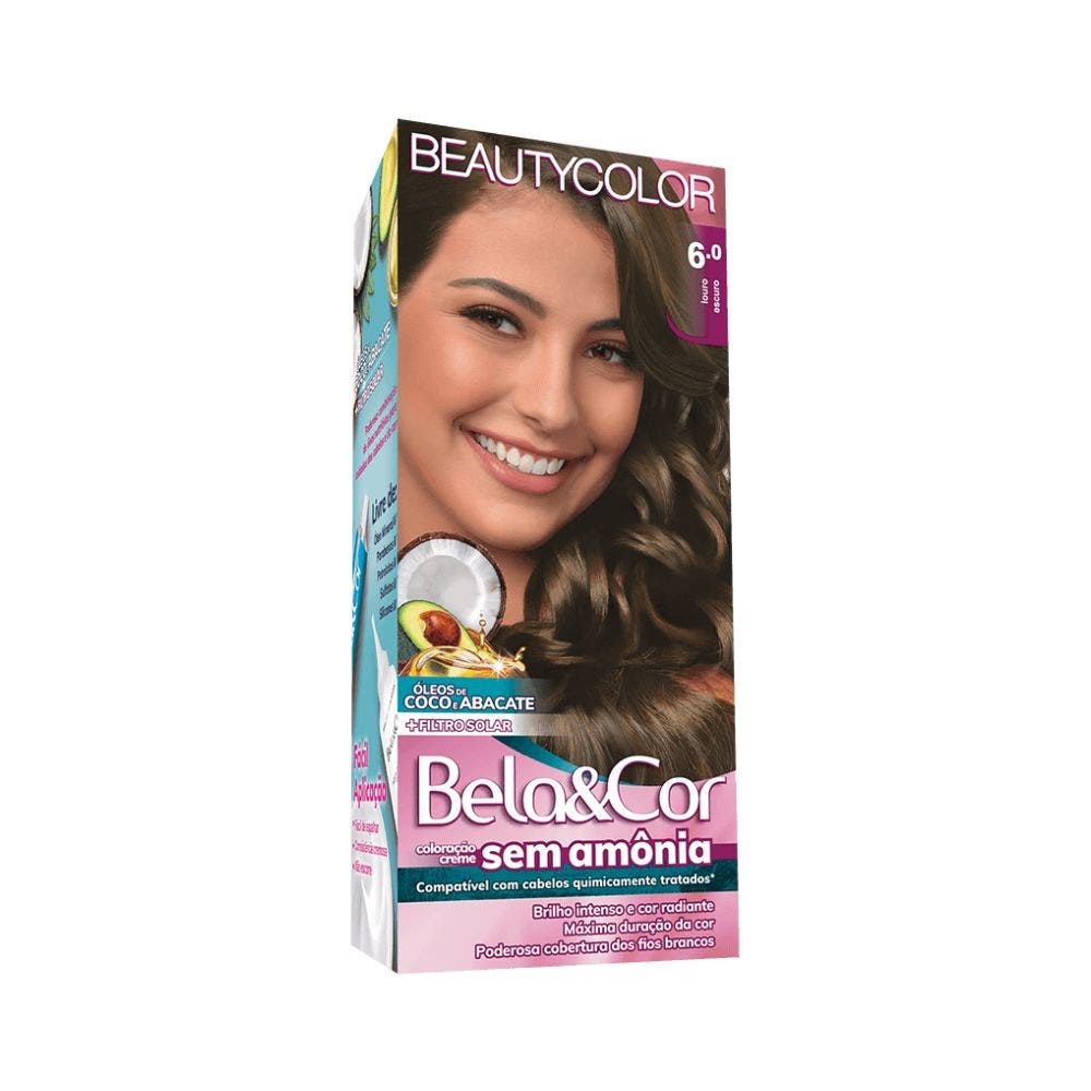 Tintura Bela Cor Kit Sem Amônia 6.0 Louro Escuro - Beauty