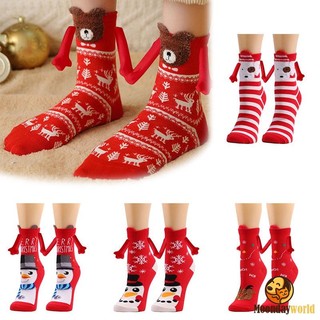natal 1 Par Clube De Pares Celebrity Ins Fashion Funny Creative Atração Magnética Mãos De Preto Olhos De Cartoon Branco Casais Sox Socks