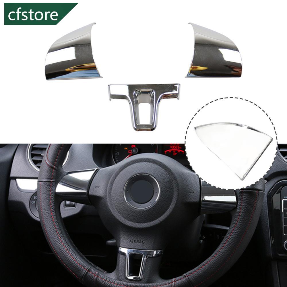 1pc/2pcs/3pcs Autocolante Para Decoração Do Volante Carro Volkswagen VW GOLF POLO JETTA MK5 MK6 Bora Acessórios Cromado