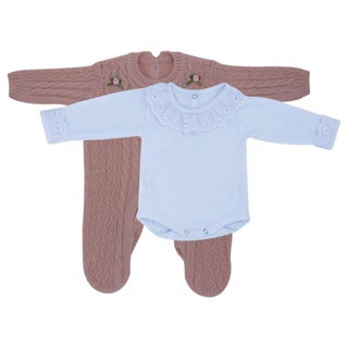 Kit Macacão Flowers e Body com Gola e Punho Bordado em Oferta na Shopee