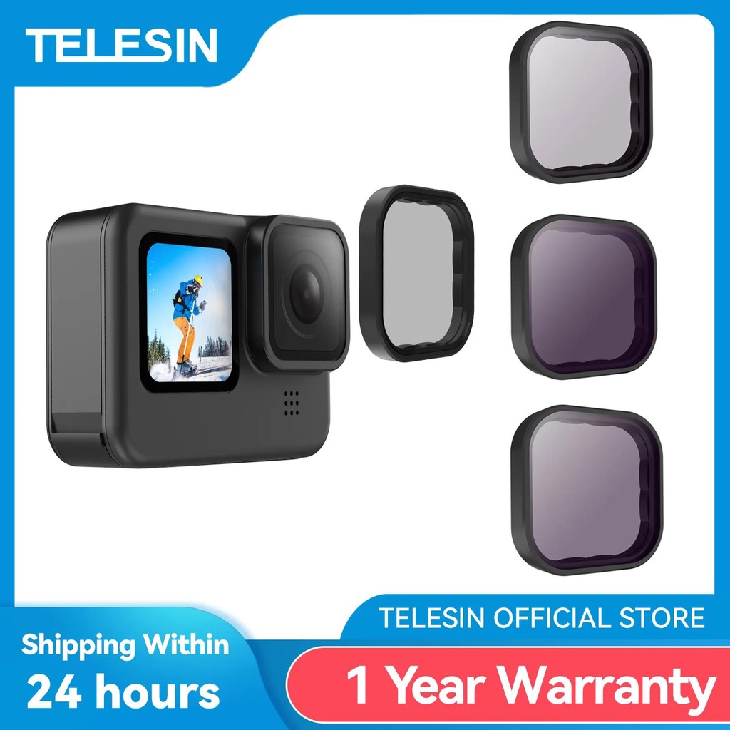 TELESIN Para GoPro12/11/10/9 ND8 16 32 CPL Conjunto De Filtro De Lente Quadro De Liga De Alumínio GoPro Hero 9 10 Preto