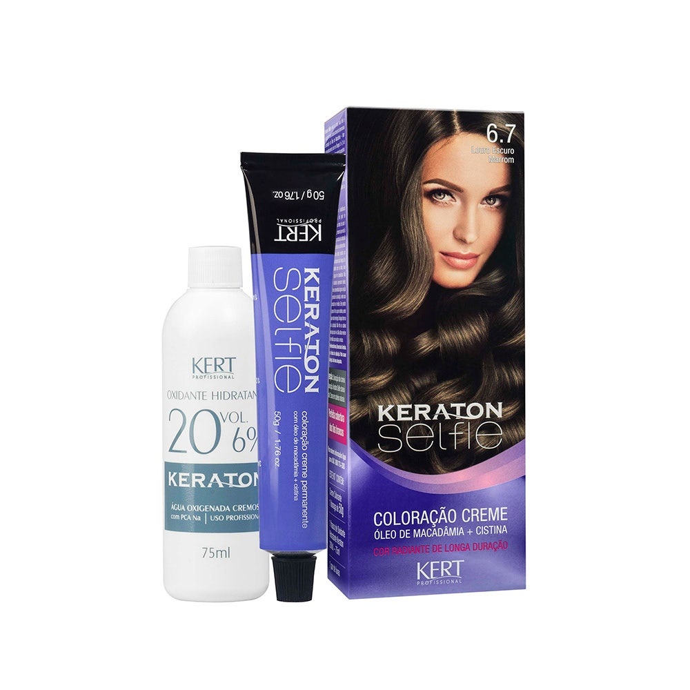 Tintura Keraton Selfie 6.7 Louro Escuro Marrom em Oferta na Shopee
