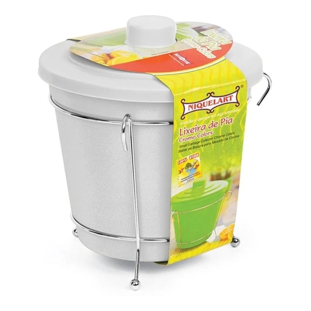 Lixeira Pequena De Pia ou Bancada De Cozinha Area Gourmet Com Tampa Colors e Suporte De Aço Cromado em Oferta na Shopee