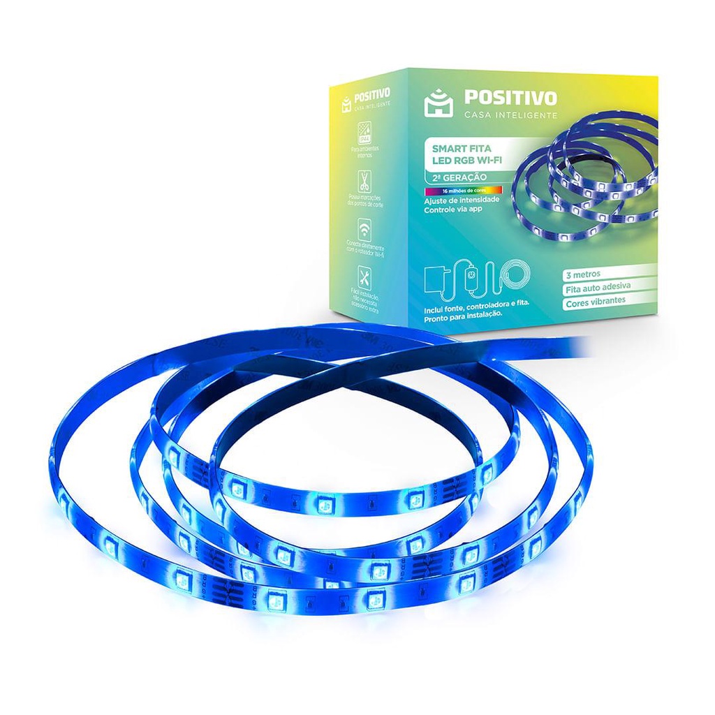 Smart Fita LED RGB Wi-Fi 2Gen. 14W, Positivo Casa Inteligente em Oferta na Shopee