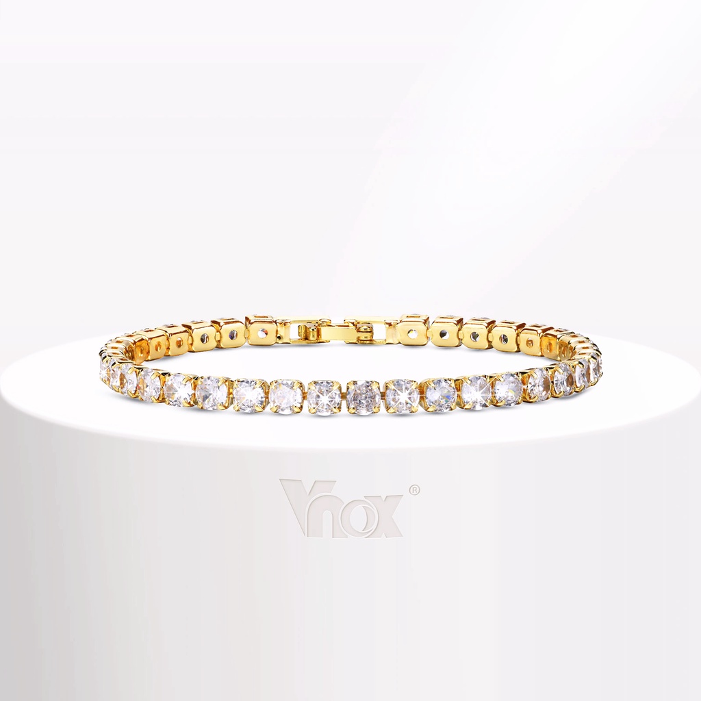 Vnox Zircon Pulseira De Tênis Cubic Para Menina Feminina , 18K Gold Brilhante Jóias De Ligação De Corrente De Casamento em Oferta na Shopee