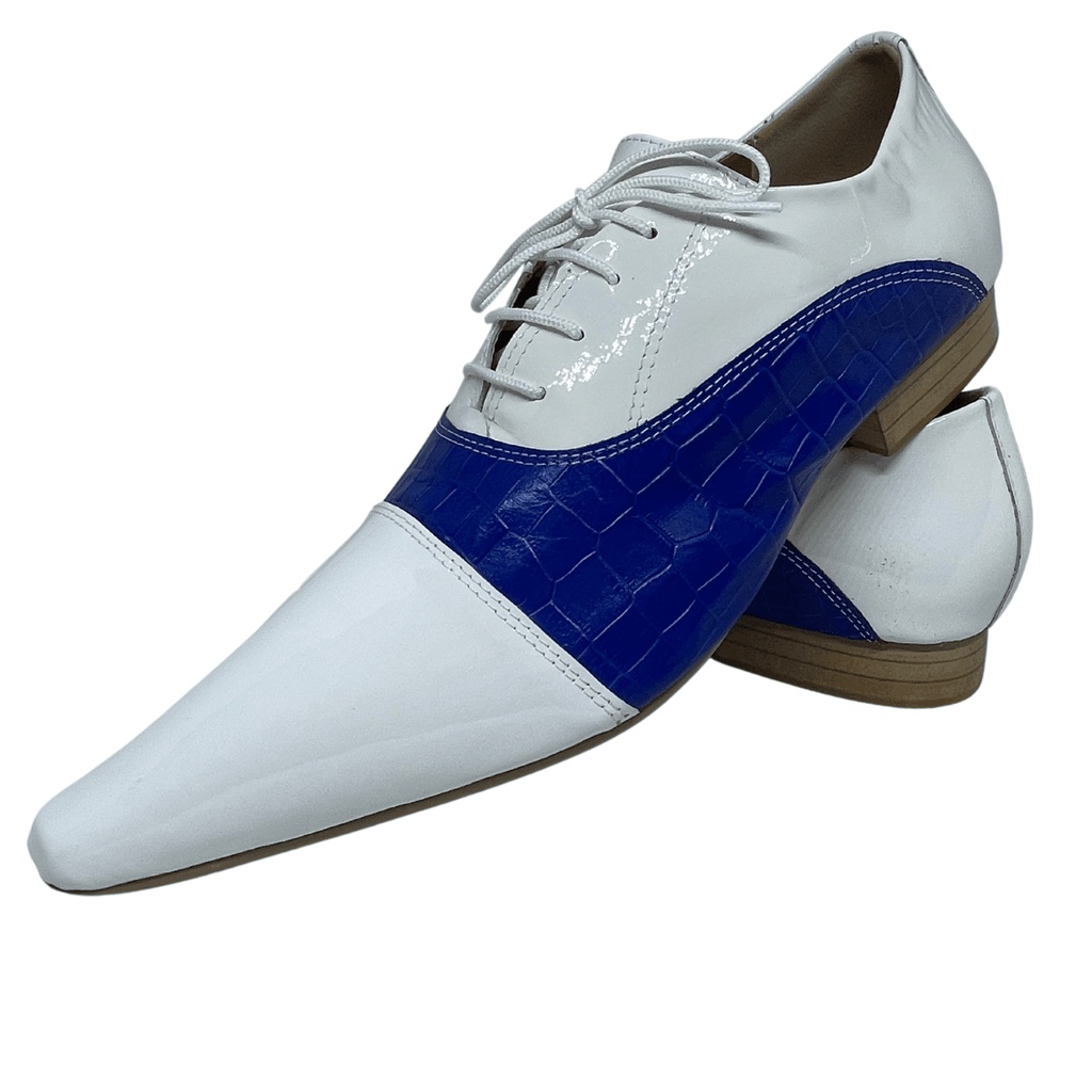 Sapato Masculino Italiano em Couro Social Executivo Azul Apogeu Bico Fino Ref: 619