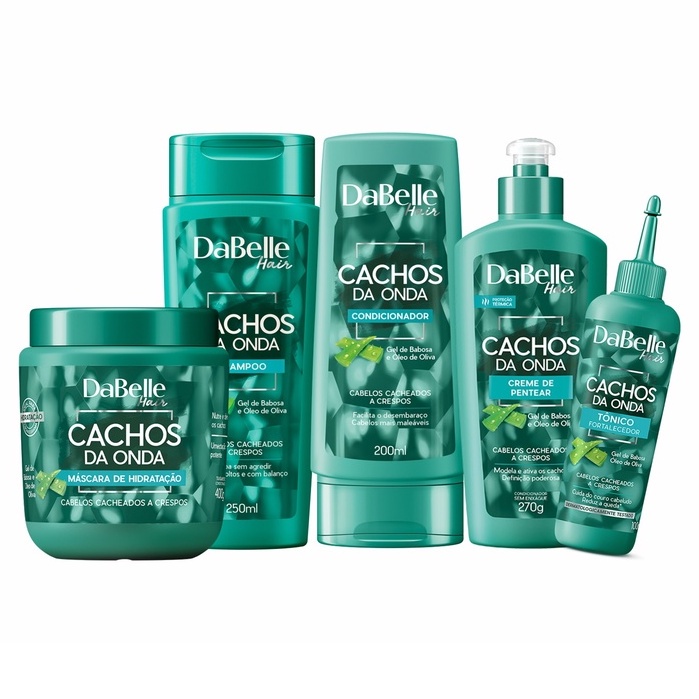 Kit Tratamento Capilar Dabelle Cachos da Onda + Máscara Hidratação 400g (5 Itens)