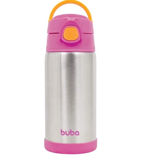 Garrafa Térmica Buba Infantil Inox Com Canudo 400ml Garrafinha Térmica Buba Infantil Rosa