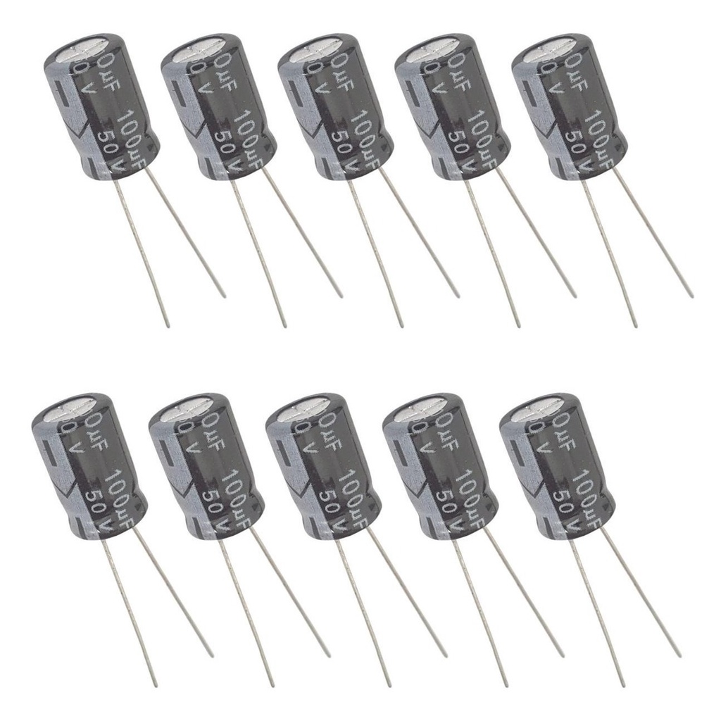 Capacitor Eletrolítico 100uF 50V  - Kit 10 Peças