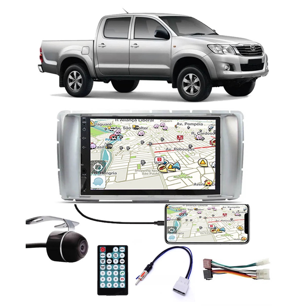 Multimídia Hilux SRV Cabine Dupla 2012 2013 2014 2015 Espelhamento Bluetooth USB SD Card