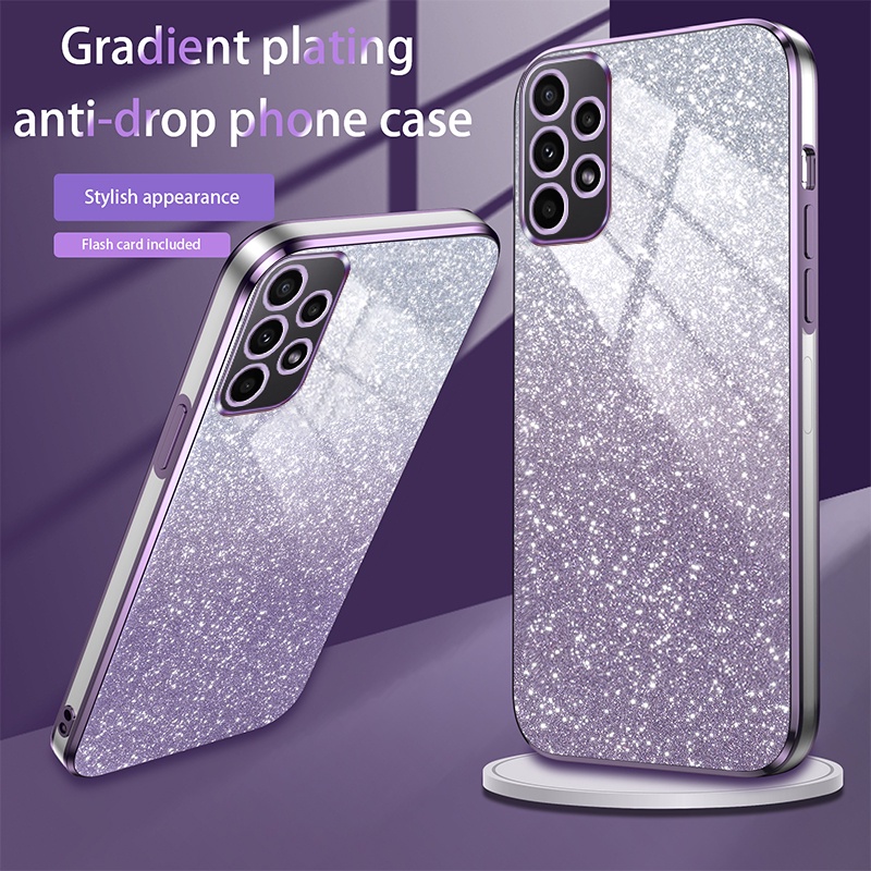 Capa De Silicone Macia De Revestimento De Luxo Para Samsung Galaxy A73 A53 A33 A32 A22 A23 A13 A12 5G Lantejoulas Macias Glitter À Prova De Choque