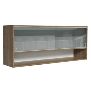 Armário Aéreo 120cm 2 Portas Correr Vidro Neutral 1 Nicho Rustic para Cozinhas Glamy, Lux e Reims Madesa em Oferta na Shopee