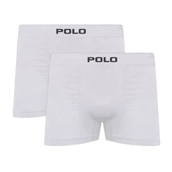 Kit C/2 Cuecas Boxer Polo 781 Algodão Sem Costura - Branco