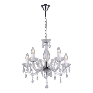 Lustre Classico Treviso 5 Bracos Pendente Maria Tereza Cristal Acrilico Transparente Llumm Bronzearte