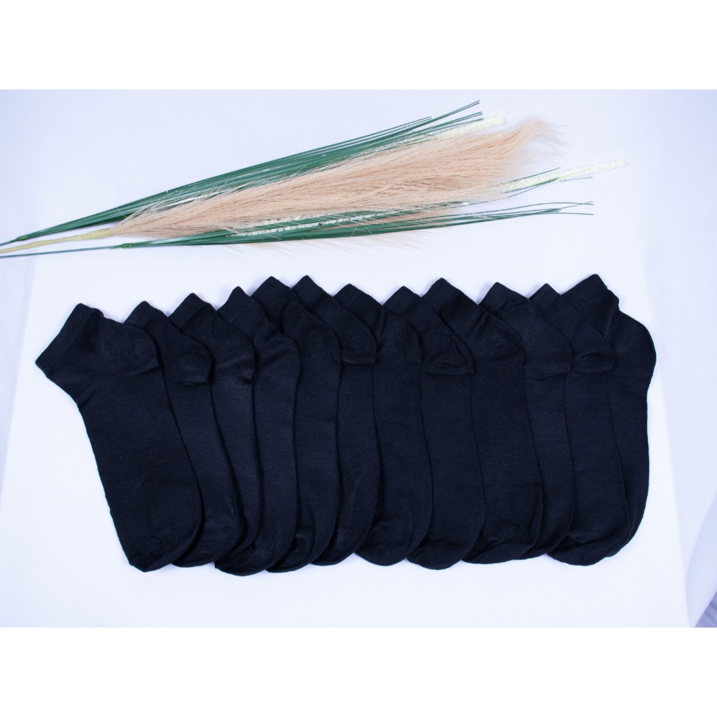 Kit 12 Pares Meia Masculina Cano Curto Preta Poliéster Algodão Elastano 40-46