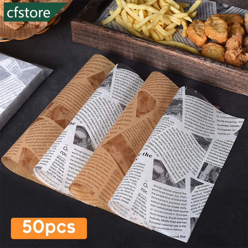 50folhas Papel De Cera À Prova De Óleo Embrulho Para Alimentos Sanduíche Fritas Hambúrguer...