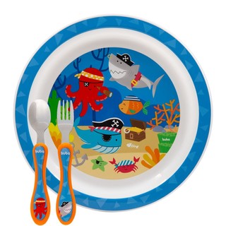 Kit Prato Infantil Colher E Garfo Aventuras Pirata BLW Bebê Buba em Oferta na Shopee