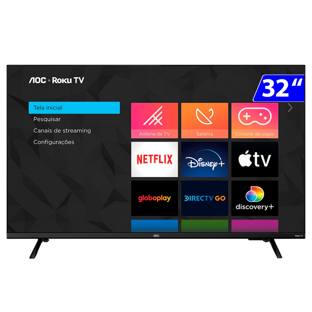 Smart Tv LED 32 Polegadas HD Wi-Fi Roku 32S513578G AOC