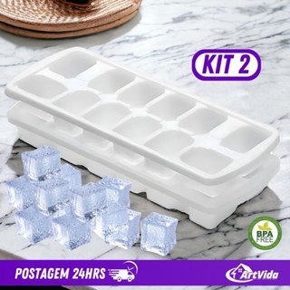Kit 2 Formas de Gelo 12 Cavidades Plástico Branco Livre de BPA Cubos de Gelo - Clásico - ArtVida em Oferta na Shopee