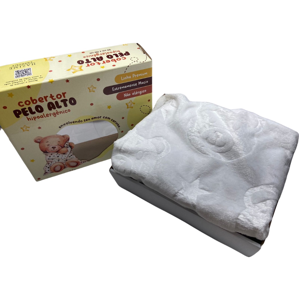 Cobertor Manta Antialérgica Bebê PREMIUM Ursinho Branco em Oferta na Shopee