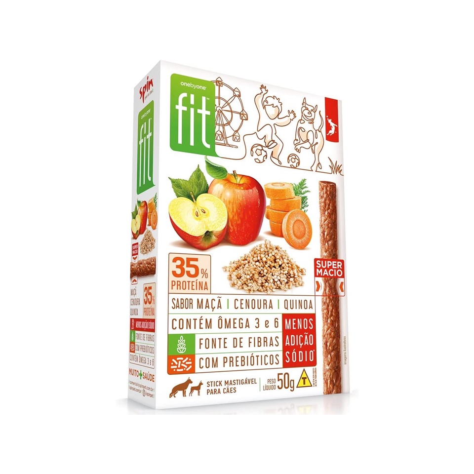 Petisco P/ Cães Stick Spin Fit Maçã Cenoura e Quinoa 50g