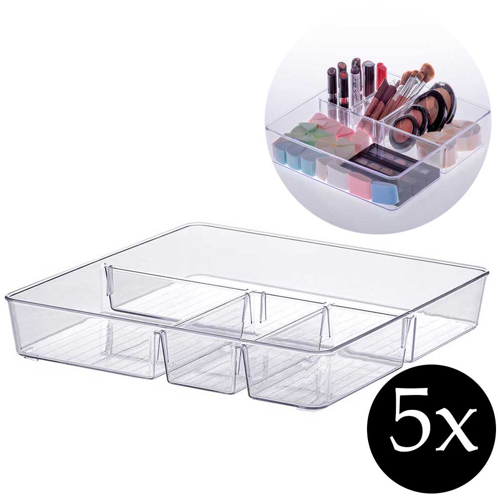 Kit 5 cesto organizador com divisórias cestinhas multiuso para organizar gaveta closet armário maquiagem quarto cozinha lavanderia consultório banheiro Diamond Paramount