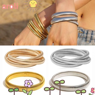 AROLI Pulseira Elástica , Aço Inoxidável Design Simples Vintage Bangle , Estilo Hip Hop Punk À Prova D