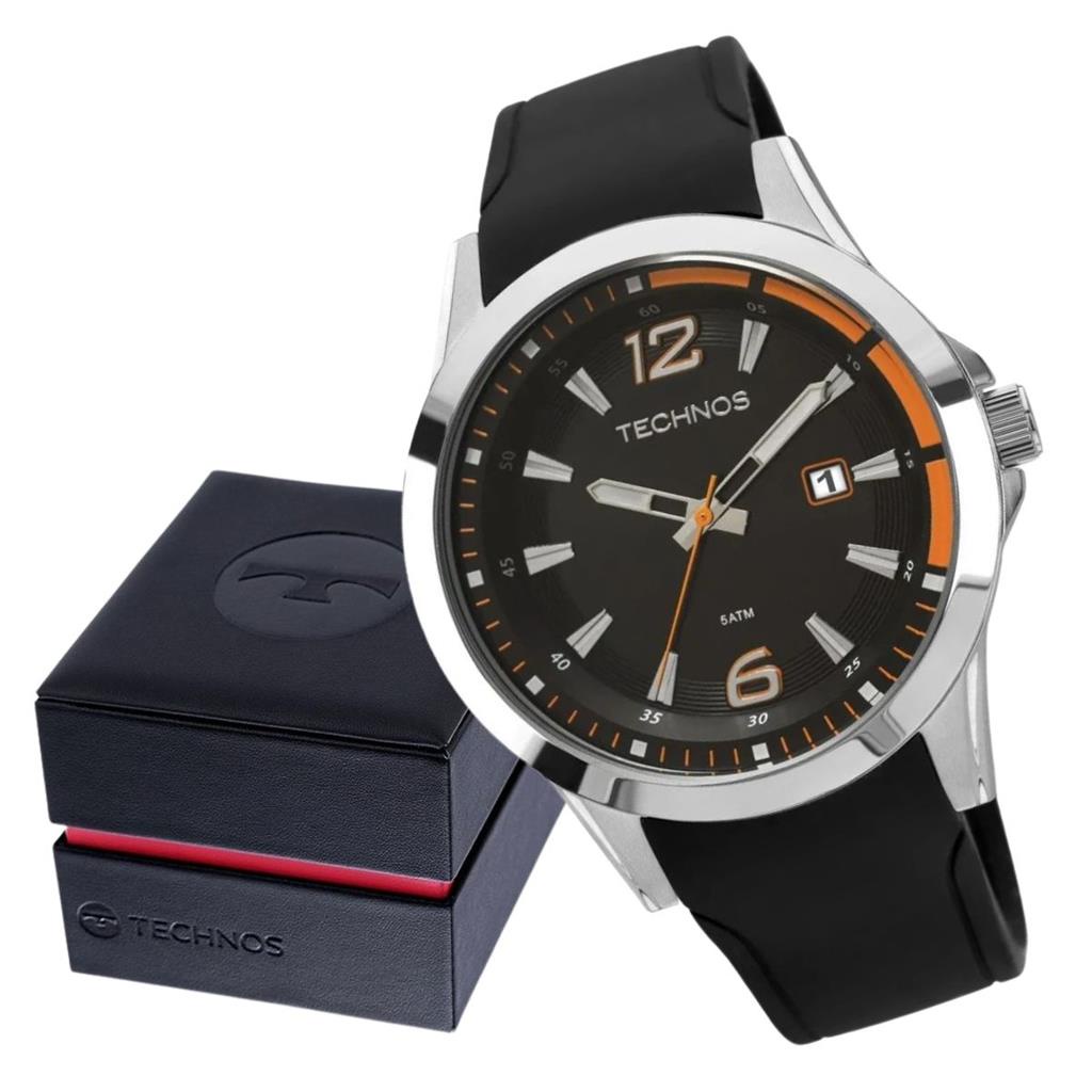 Relógio Masculino Technos Performance Racer Prateado Com Pulseira de Silicone