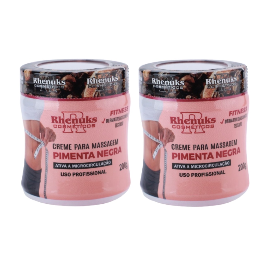 Kit 02 Cremes Para Massagem Pimenta Negra Ajuda Eliminar Gordura Localizada Estrias Celulite Cuidados Com Pele