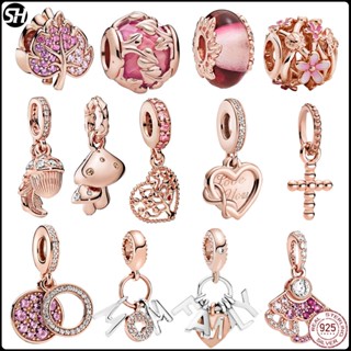 Nova Pulseira Pandora Charms 925 Sterling Silver Pendant clip Olho Maligno Ouro Letra Rolha Flor Série Rosa Charm Beads Encaixam Pulseiras Original Jóias De Bricolage Femininas