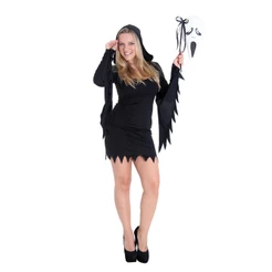 Fantasia Pânico Preta Vestido Adulto Com Máscara Halloween