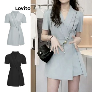 Lovito Elegante Vestido Feminino Liso de Camada Dupla L68ED183 (Multicolorido)